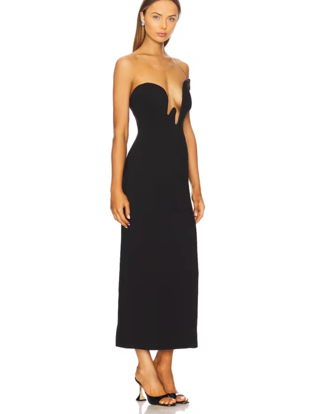 Bardot Black Strapless Midi Dress - Picture 3 of 6